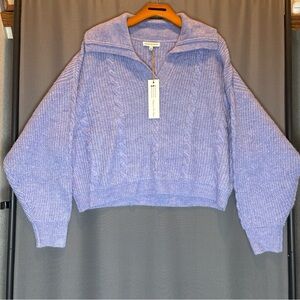 Woven Heart Lavender Cable Knit  Sweater